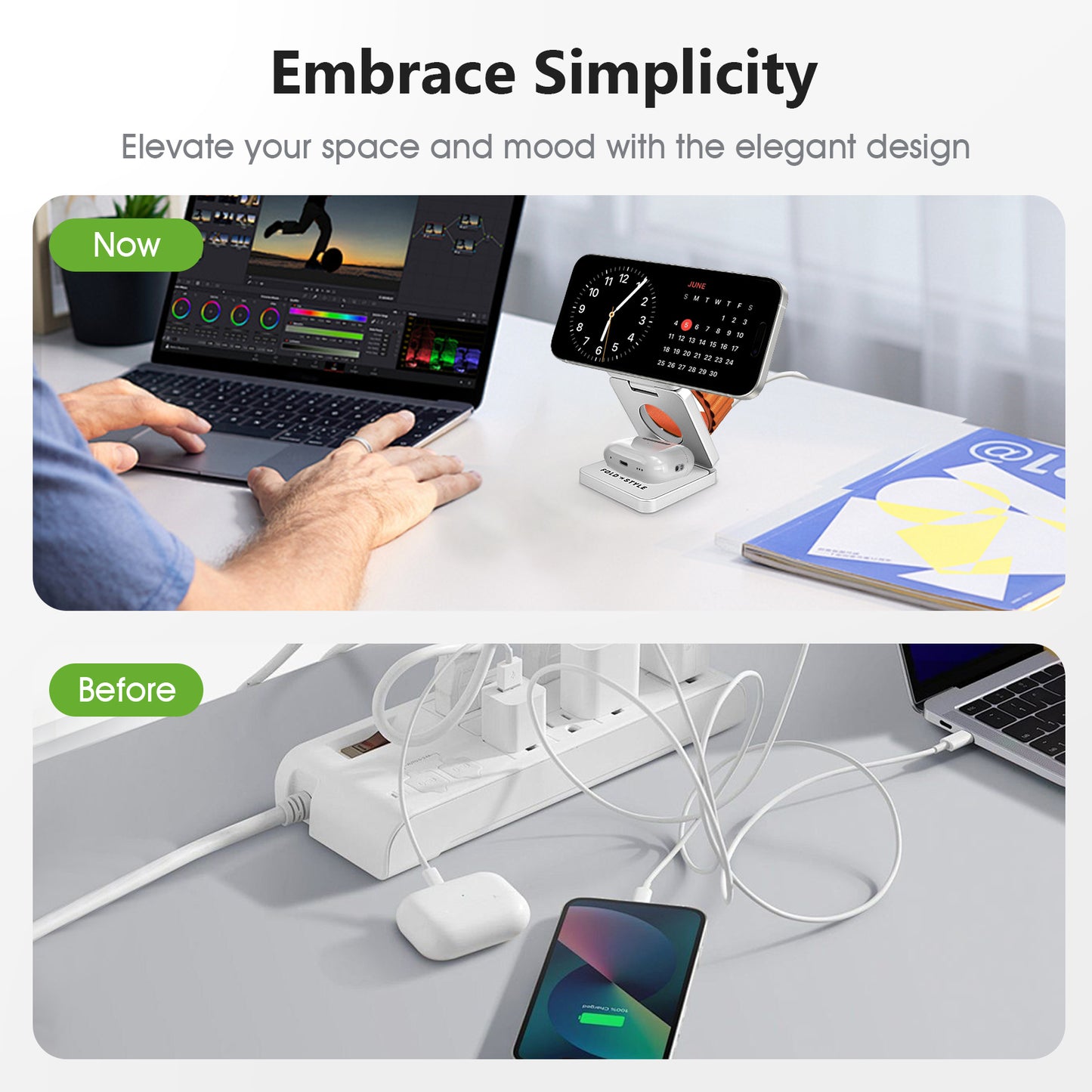3-in-1 Foldable Magnetic Wireless Charging Stand