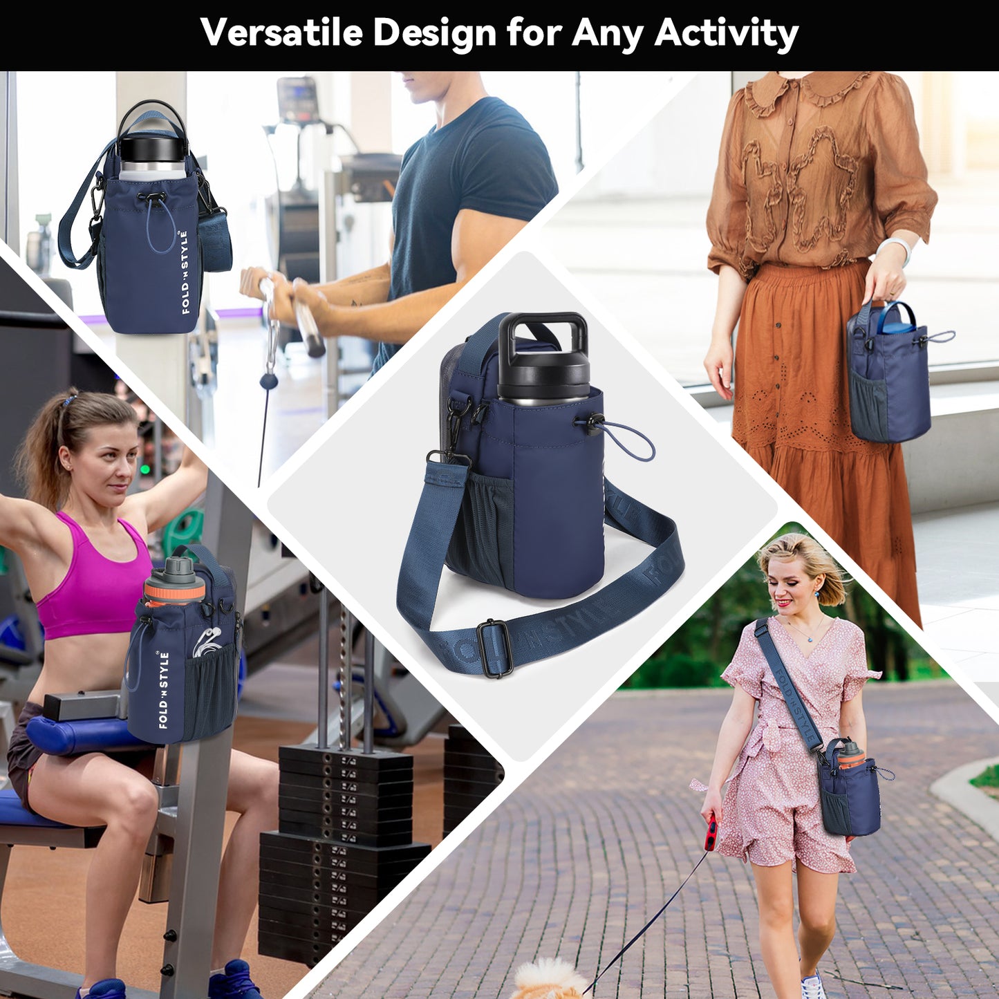 Fold 'n Style Magnetic Water Bottle Bag with Phone Pockets