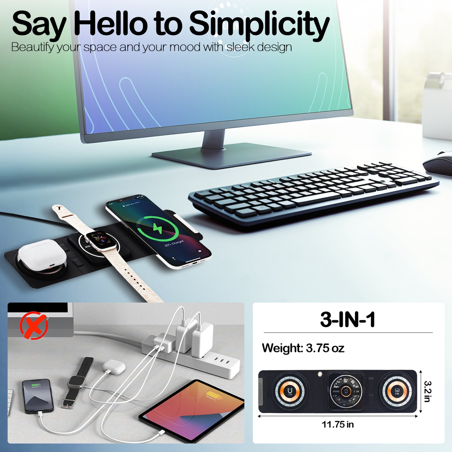 3-in-1 Foldable Magnetic Wireless Charger Keychain