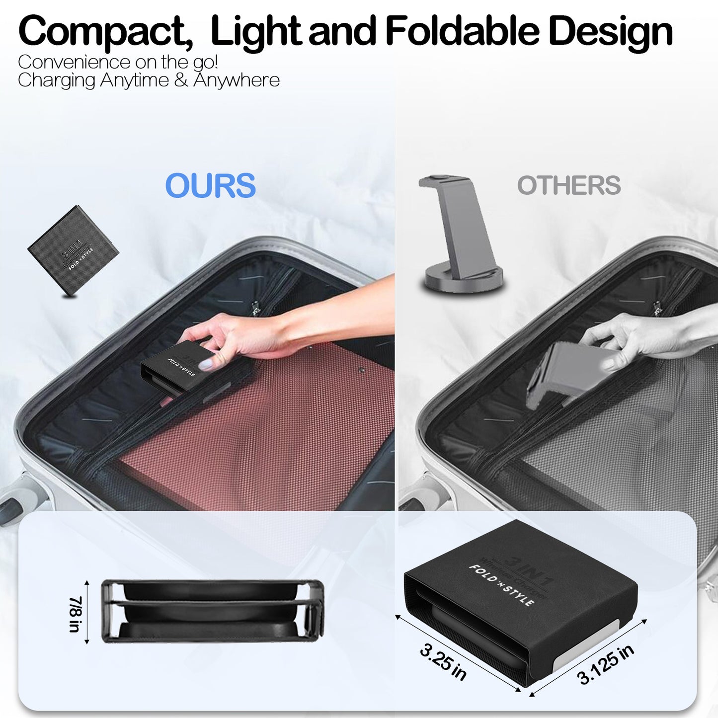 3-in-1 Foldable Magnetic Wireless Charger Keychain