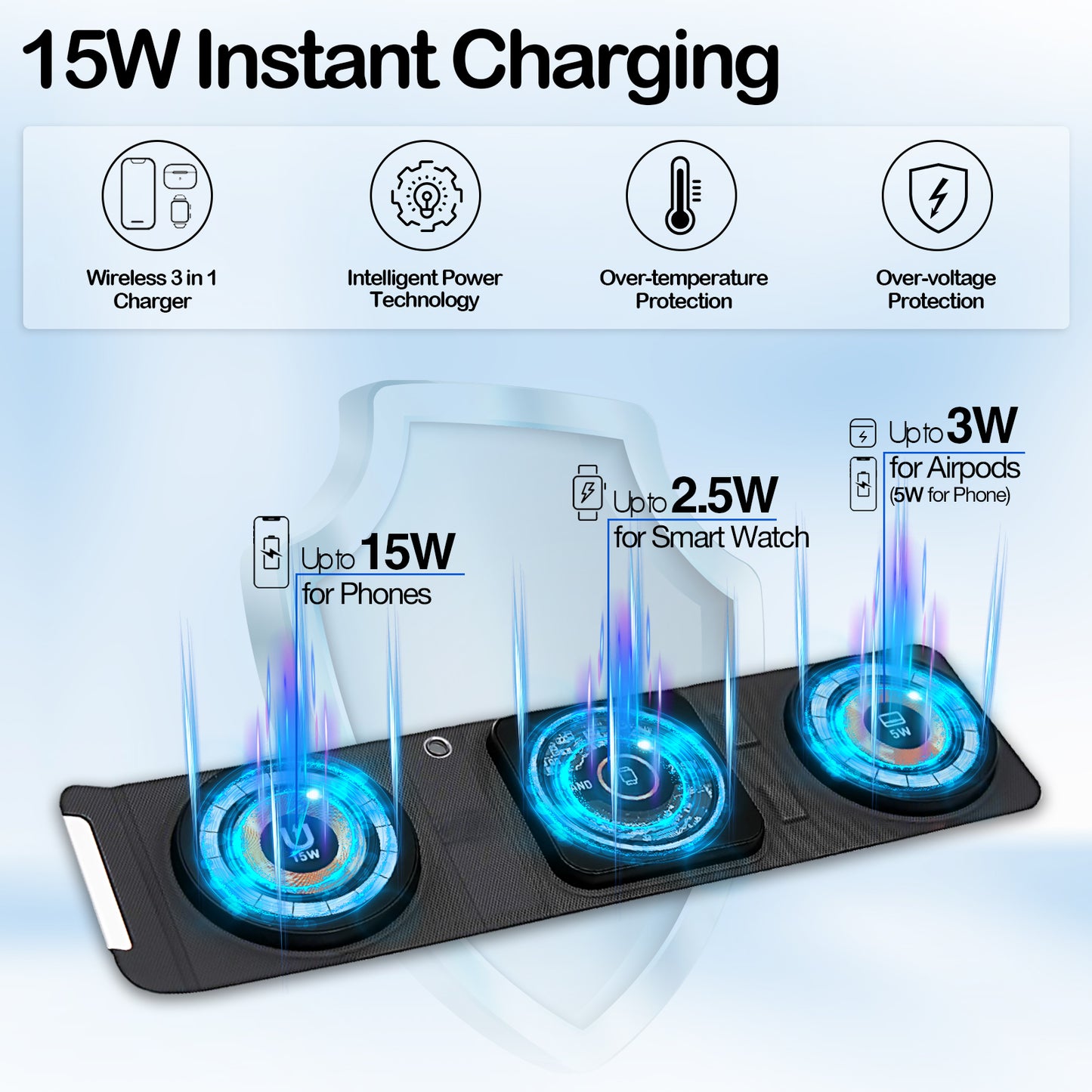 3-in-1 Foldable Magnetic Wireless Charger Keychain