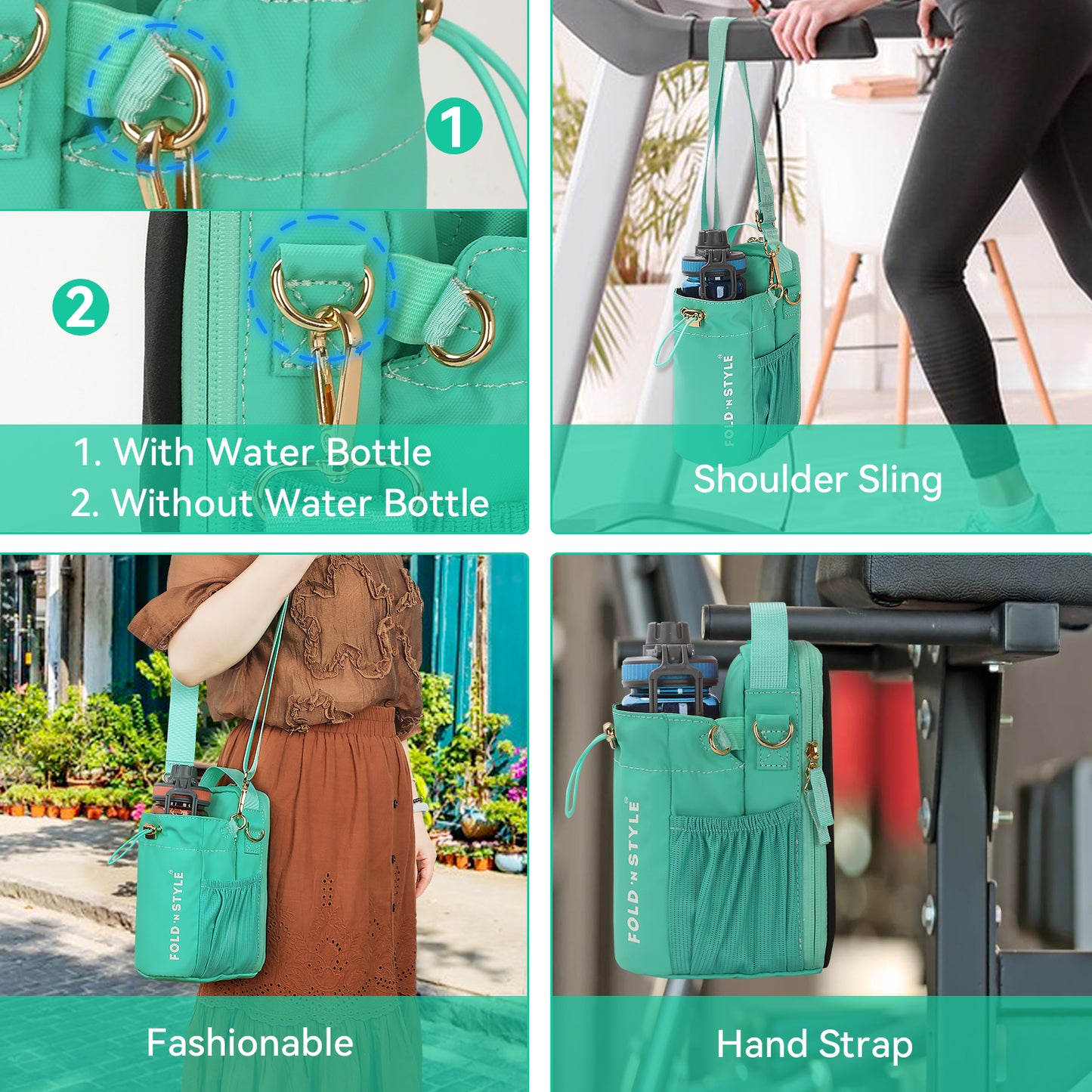 Fold 'n Style Magnetic Water Bottle Bag with Phone Pockets