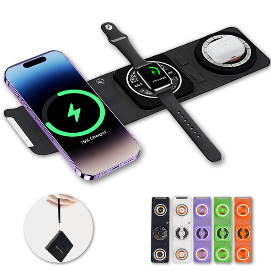 3-in-1 Foldable Magnetic Wireless Charger Keychain