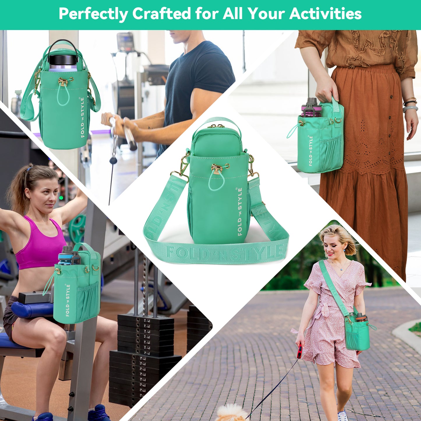 Fold 'n Style Magnetic Water Bottle Bag with Phone Pockets