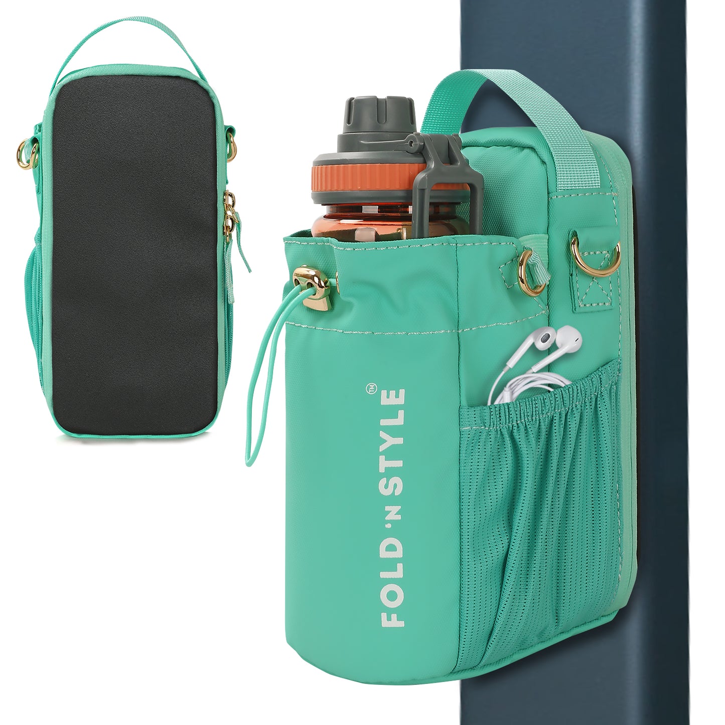 Fold 'n Style Magnetic Water Bottle Bag with Phone Pockets